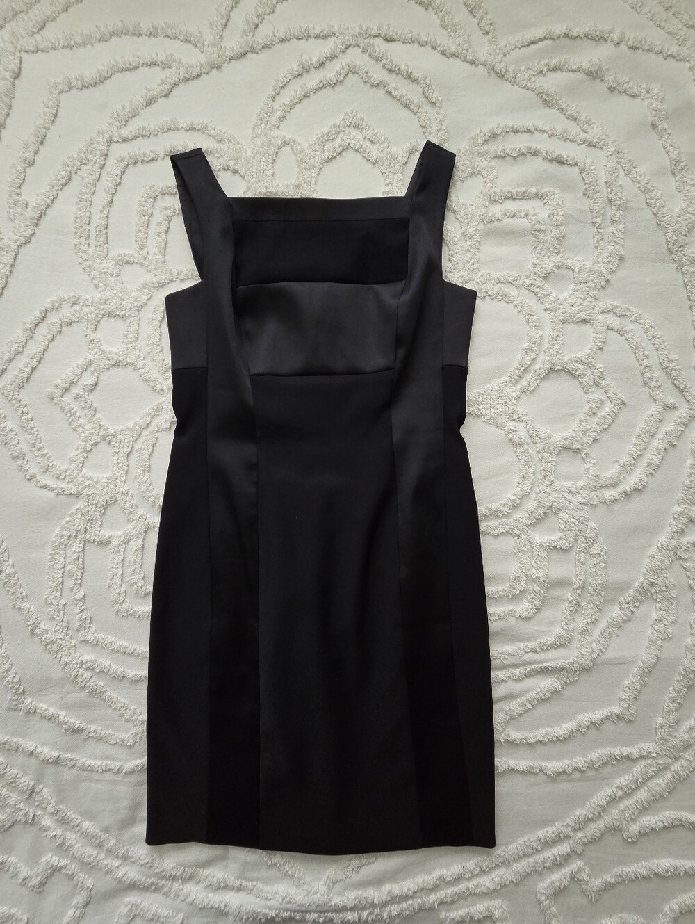 Vintage 90s Laundry by Shelli Segal Black Satin Square Neck Mini Dress - Size 4
